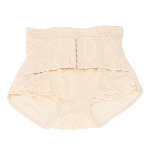Postpartum Underbukser i Hudfarve med 2 Lags Lukning og Høj Talje - Åndbare Trusser til Gravide Kvinder efter Kejsersnit - 2XL