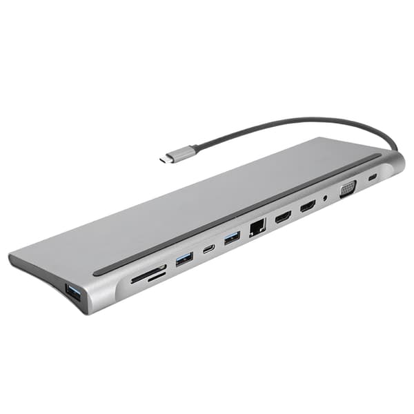 12-i-1 Docking TypeC til Dobbel HDMI Samme Skjermvisning USB VGA PD RJ45 Dockingstasjon