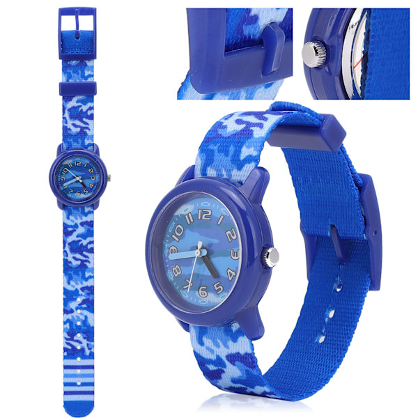 Barn Cartoon Quartz Watch Small Time Teach Armbandsur med mjukt polyesterband