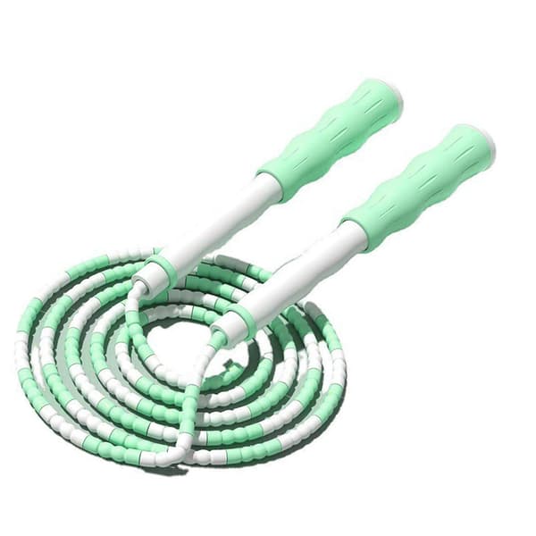 Segmenterad hopprep justerbart trasselfritt pärlförsett flexibelt PP-plasthopprep för barn, grön