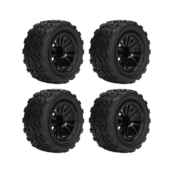 4kpl RC Renkaat Muoviset Mustat Kulutusta Kestävät Mikro-Crawler Renkaat Yhdistimillä Muttereilla 1/8 ja 1/10 Kauko-ohjattaville Autoille