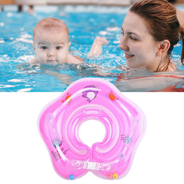 Spædbarns Hals Flyder Dobbelt Luftdyse PVC Dobbelt Luftpose Lækagesikker Spædbarns Svømmehalsring til Spædbarn Pink