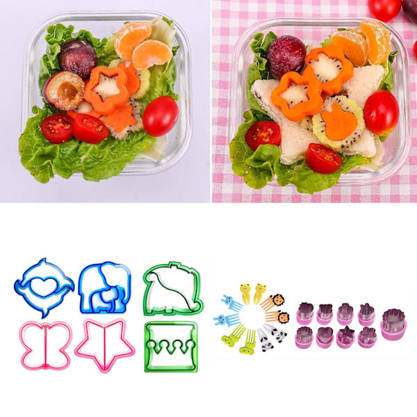 25-delt sett med sandwich- og fruktkuttere i rustfritt stål for DIY-baksett