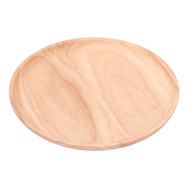 Rund serveringsbrett i gummitre for middag, te, frukt, snacks og matlagring, 20 cm