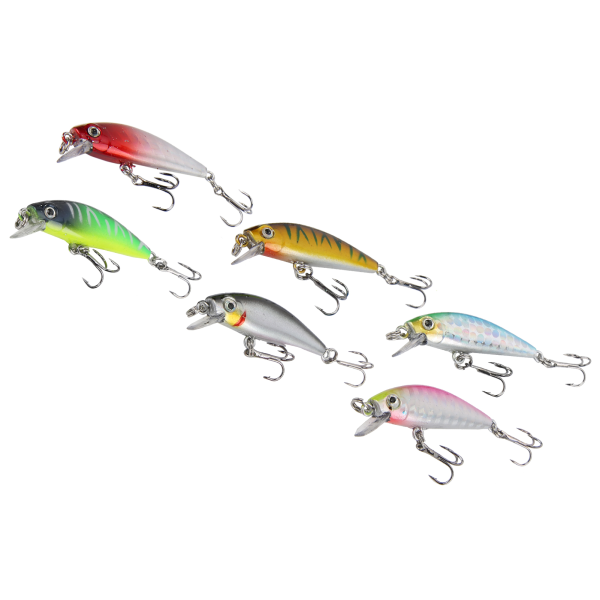 6 kpl Kalastusuistimia Hard Bait Bass Crankbait 3D Fishing Eyes Minnow Vieheet Treble Hookilla