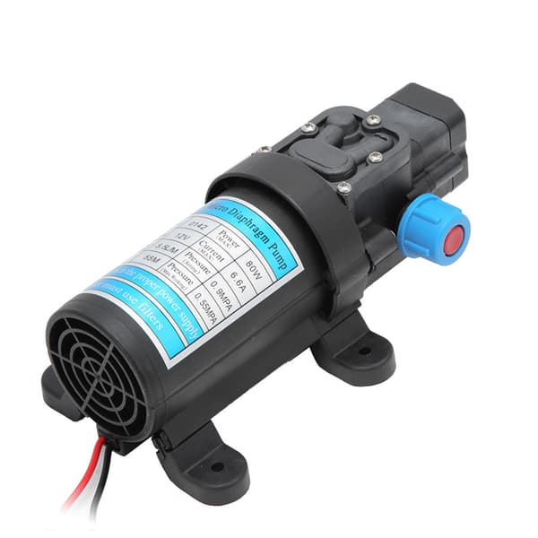 12V 80W Självsugande Elektrisk Högtrycks Mikromembranvattenpump Biltvätt Tryckomkoppling