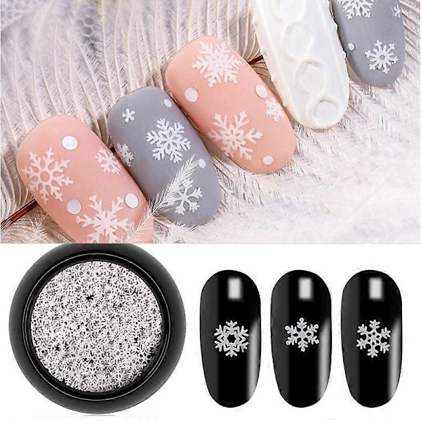 1 ask 3 stilar juldekorationer snöflinga nagelglitter vitt