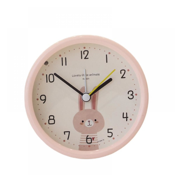 Opiskelijaherätyskello yövalo Tikittävä pyöreä sarjakuva Kani herätyskello Makuuhuoneen pöytä kannettava herätyskello - vaaleanpunainen