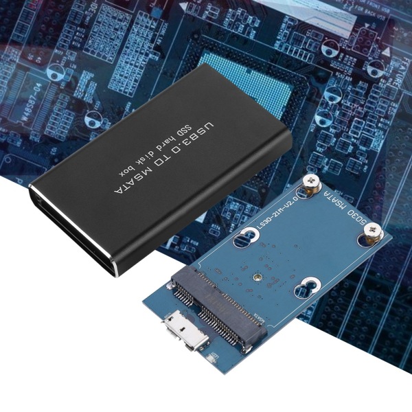 MSAta MINI PCI-E SSD Solid State Disk kabinet Harddiskboks 6Gbps 30*30/50mm Sort