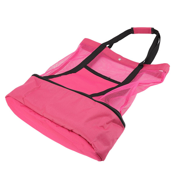 Mesh Strandtaske Multifunktion Mesh Design Top Lynlås Hold Friskhed Holdbar Stof Strand Tote til Strand Have Camping Rød