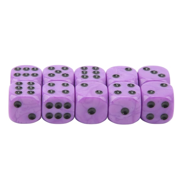 20st 16mm rundade hörntärningar 6-sidiga set för bordsspel Matematikspel Lila svarta prickar