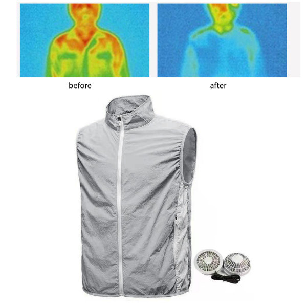 Luftkondisjonerte klær 3 vindhastigheter pustende høyeffekts kjølevest med vifte for menn Sommergrå 2XL