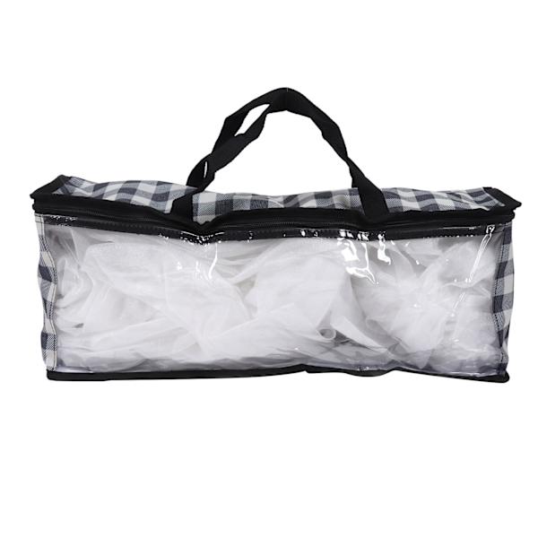 Suurikapasiteettinen läpinäkyvä vetoketjullinen säilytyspussi pölytiivis irrotettava vaatteiden järjestäjä PVC-kalvo CD-säilytyspussi huippulippalakille urheilulippalakille sininen ruudullinen
