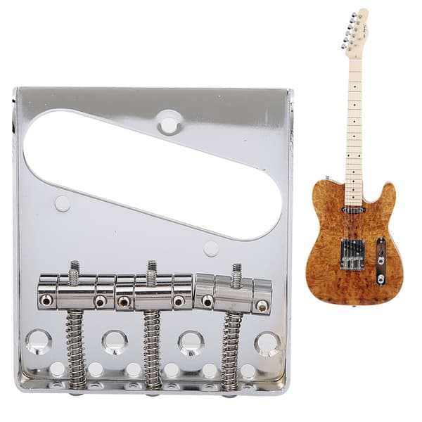Kvalitetsmetall 3 strängar TL Elgitarr Stall Bakstycke Del Set Tillbehör Silver