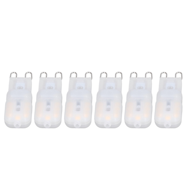 6 stk G9 LED-pærer Dimbar 3W Energisparende 360 Graders Pære til Taklamper og Pendellamper Varm Hvit 110-140V