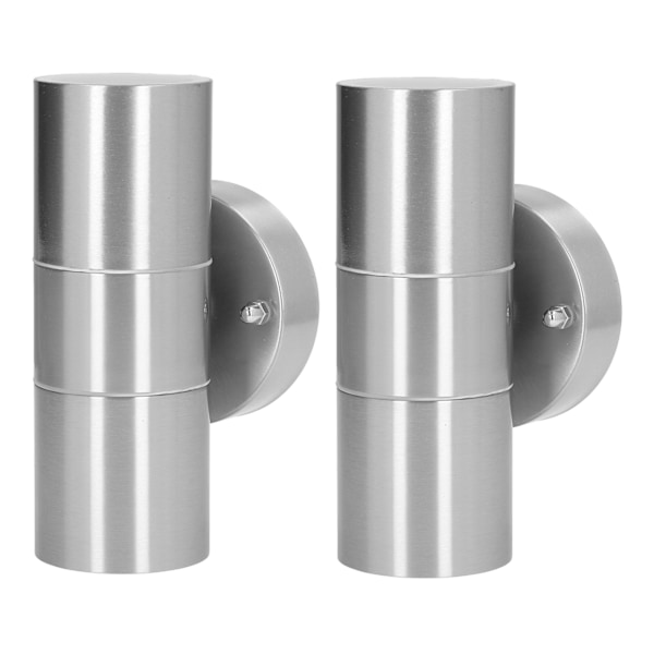 2 st GU10 rostfritt stål utomhus vägglampa vattentät LED cylinder upp och ner vägglampa för gård villor vardagsrum 220‑240VS rostfritt stål färg