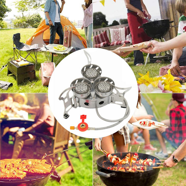 Portabel Camping Split Gasolkök 11000W Hög Effekt Vindtät Utomhus Matlagningsutrustning med Förvaringsväska för Vandring Fiske Nödsituationer
