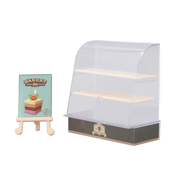 1:12 Dockskåp Tårtvitrin DIY Miniatyr Bageri Dessert Display Vitrin Modell Dockskåp Tillbehör Orange