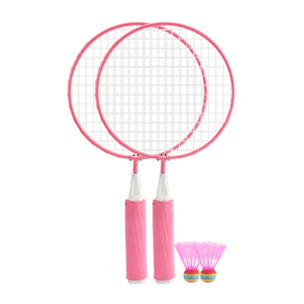 Set för barn Stort mesh, mjukt antiglidhandtag Bekvämt grepp Barnbadmintonracketar med 2 bollar Rosa