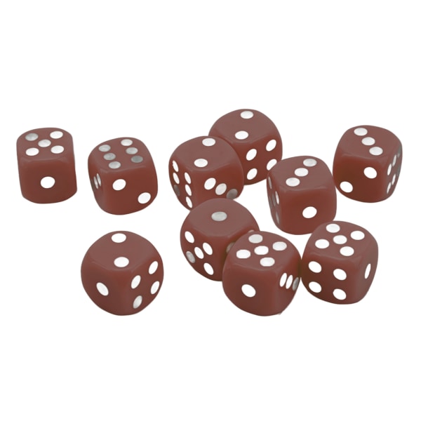 30st Set 16MM Plast 6-sidiga runda hörn Tärningskuber för bordsspel Brädspel Brun