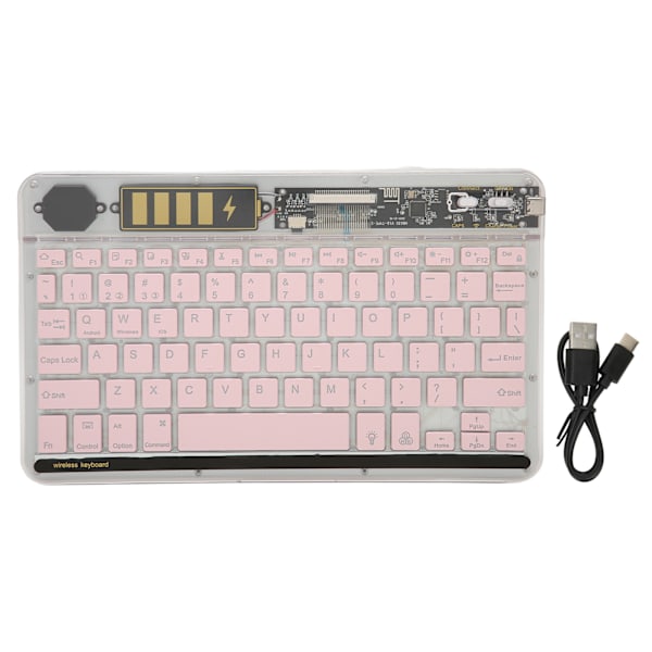 10 tum Transparent Trådlöst Bluetooth-tangentbord Multi-enhetsanslutning Bakgrundsbelysning Ultratunt Tabletttangentbord för Bärbara datorer Telefoner Rosa