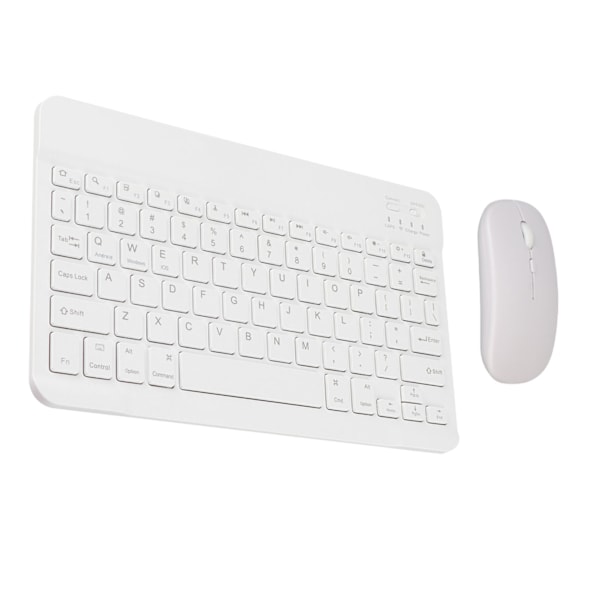 Trådlöst tangentbord och musset, Bluetooth-tangentbord och musset, bärbart matchande tangentbord och mus för PC-bärbar dator, vit