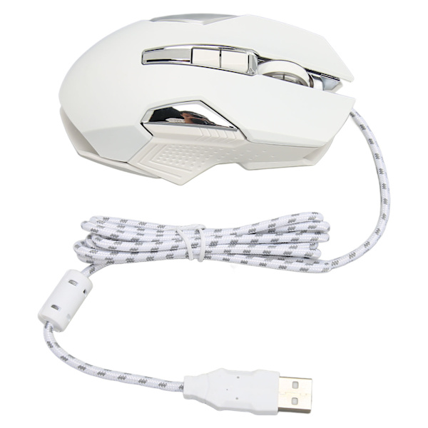 RGB Gaming Mouse 7200 DPI Programmerbare knapper Baggrundslys Software Support DIY Rapid Fire knap USB Wired Game Mouse Hvid
