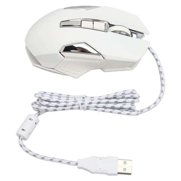 RGB Gaming Mouse 7200 DPI Programmerbare knapper Bakgrunnsbelysning Programvarestøtte DIY Rapid Fire Button USB Wired Game Mouse White