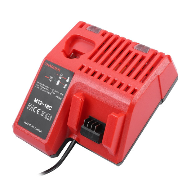 12V-18V Lithium batterioplader til Milwaukee M12-18C M18 erstatning EU stik 110-240V
