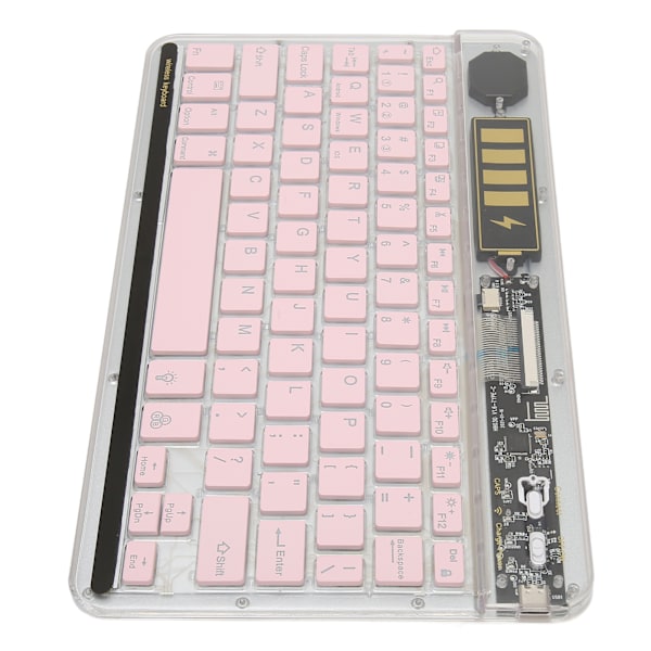 10 tum Transparent Trådlöst Bluetooth-tangentbord Multi-enhetsanslutning Bakgrundsbelysning Ultratunt Tabletttangentbord för Bärbara datorer Telefoner Rosa