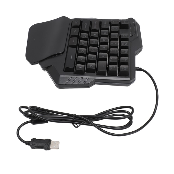 Enhandsspeltangentbord 7-färgs RGB-bakgrundsbelysning Ergonomisk 35 tangenter Bärbar minispeltangentbord med handledsstöd för PC-spelare