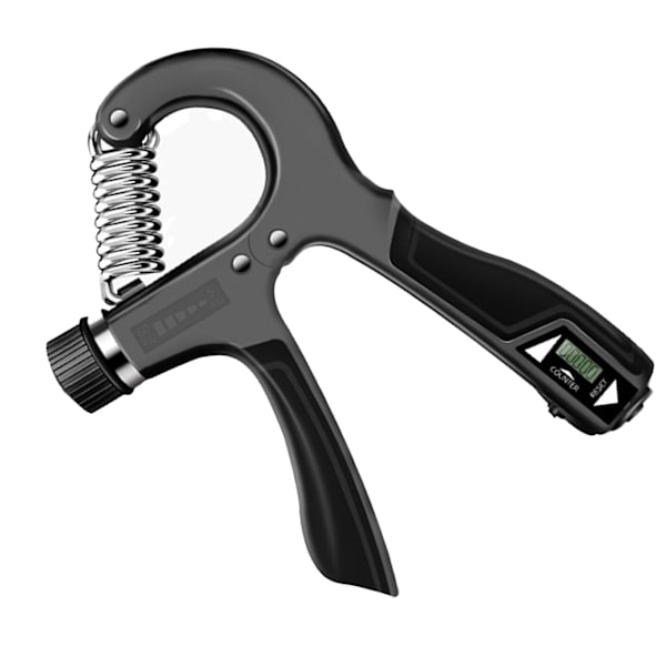 Grip Strength Trainer med Räknare Justerbar Styrka Elektronisk Handgreppstränare Underarms Tränare med Handskar Svart
