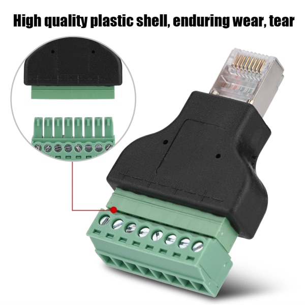 DVR Ethernet-kontakt RJ45 hannkontakt til 8-pinners skrueterminalkontakt