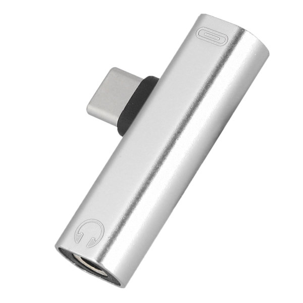 2 in 1 Type C - 3,5 mm Jack kuulokkeet USB latausmuunnin Multi hopea