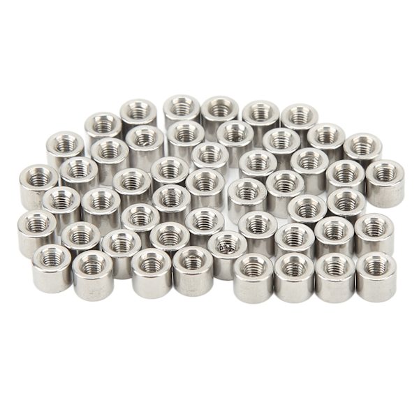 50 stk runde koblingsmuttere 304 rustfritt stål M3 hunngevind sylindrisk koblingsmutter
