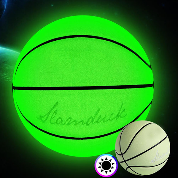 Storlek 7 Reflekterande Holografisk Basketboll för Nattspel Lysande Basketboll i Mörkret Basketboll Presenter Leksaker för Vuxna Barn