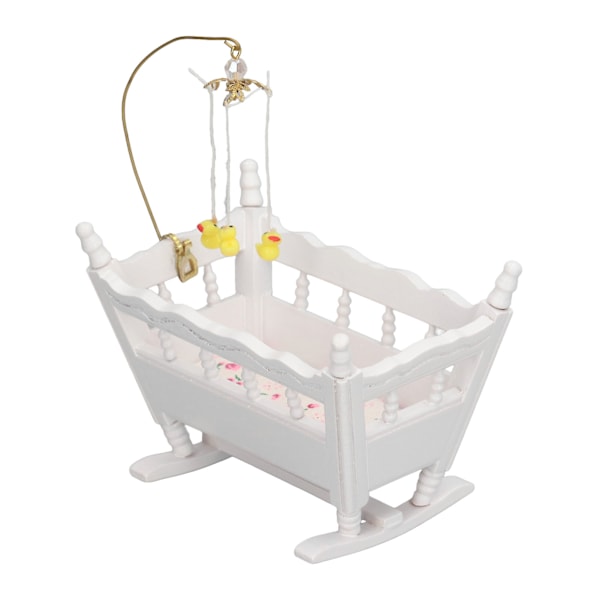 1:12 Dockhus Bebbsäng Dockhus Dekoration Hög Simulering Miniatyr Trä Säng för Baby Småbarn