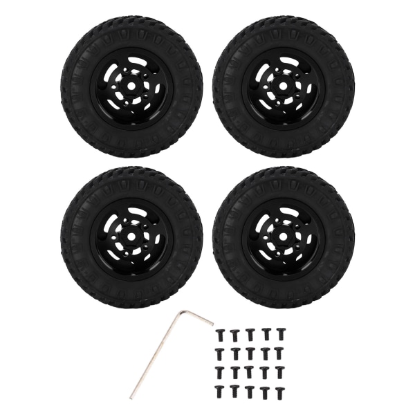 4 stk. 55 mm Forreste Bageste Gummidæk og 5 Egers Metal Fælgsæt til AXIAL SCX24 1/24 RC Bil Sort