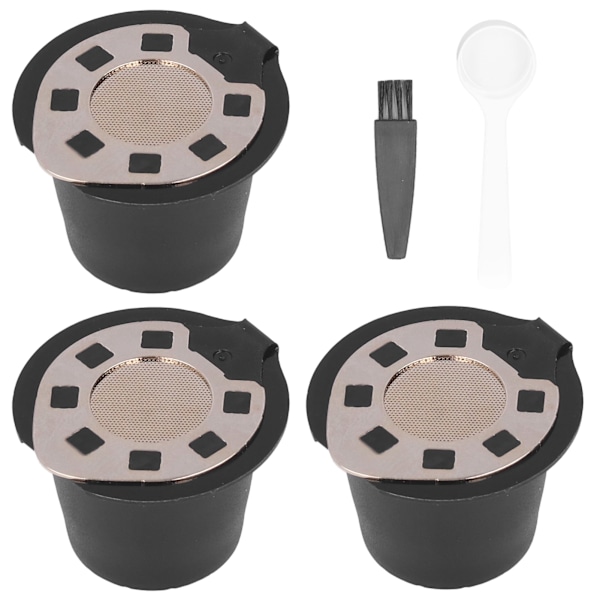 50ML Kaffe Kapsel Pods Kop med Ske Børster Genanvendelig Filter Rustfrit Stål Udskiftning til Nespresso Forgyldt