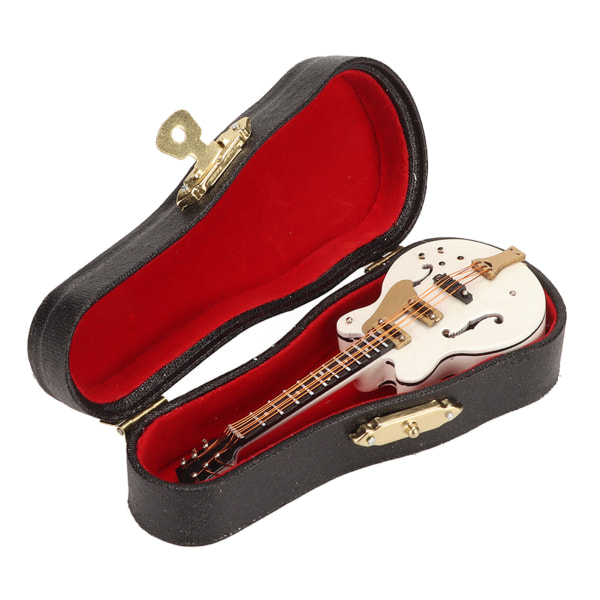 Gitarrbroschnål Vit ihålig stilfull trä case Dekorativ med säkerhetsspänne Miniinstrument Modell