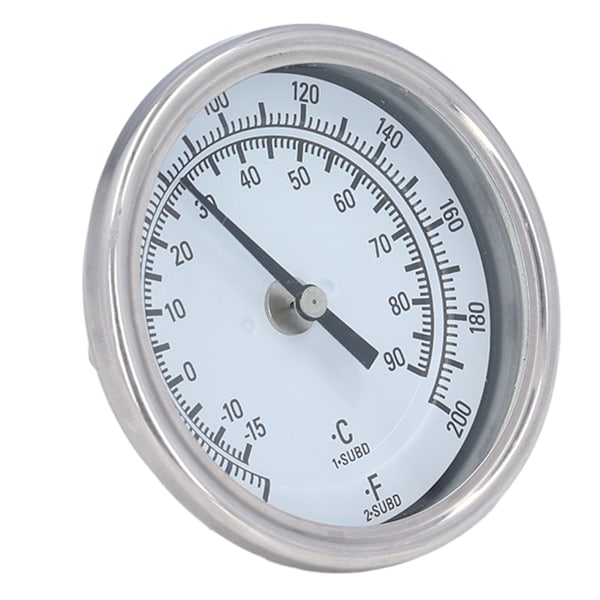 Bimetallisk termometer G1/2 304 rustfrit stål ‑15°C til 90°C 83mm diameter grilltermometer med høj nøjagtighed