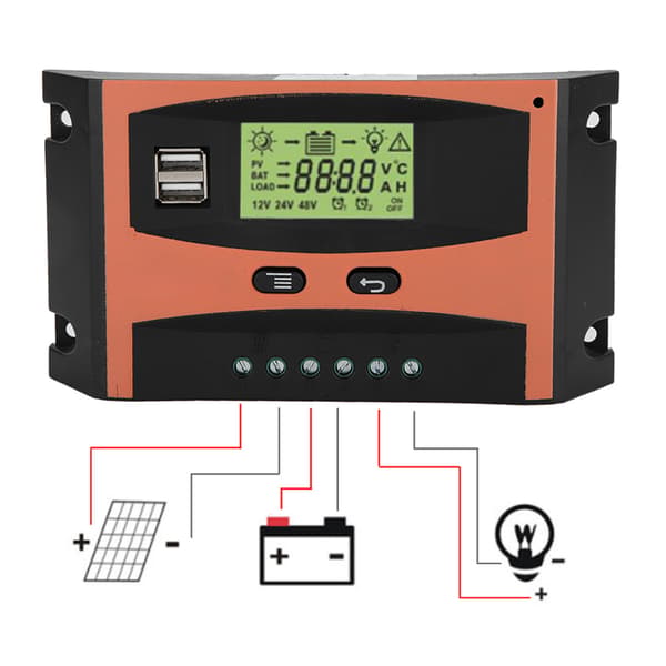 12V 24V MPPT Solar Charge Controller LCD Display Auto Battery Regulator 60A
