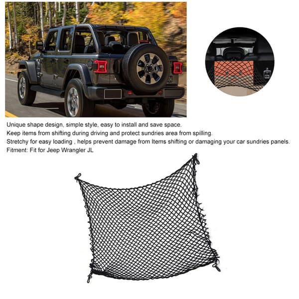 Jeep Wrangler JL Bagasjeromsorganisator bak, elastisk netting
