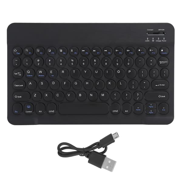 Trådløst Bluetooth-tastatur til Tablet Smartphone Computertilbehør 10in Sort Rund Hætte