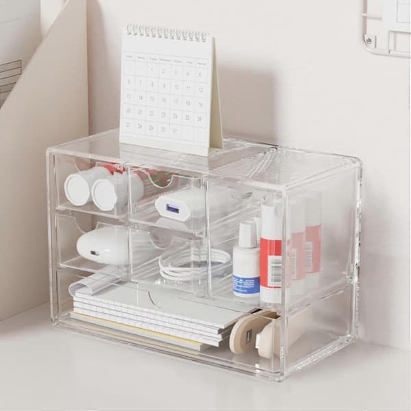 Transparent Skrivebordsskuffe Kontoropbevaringsorganisator Makeupskuffe
