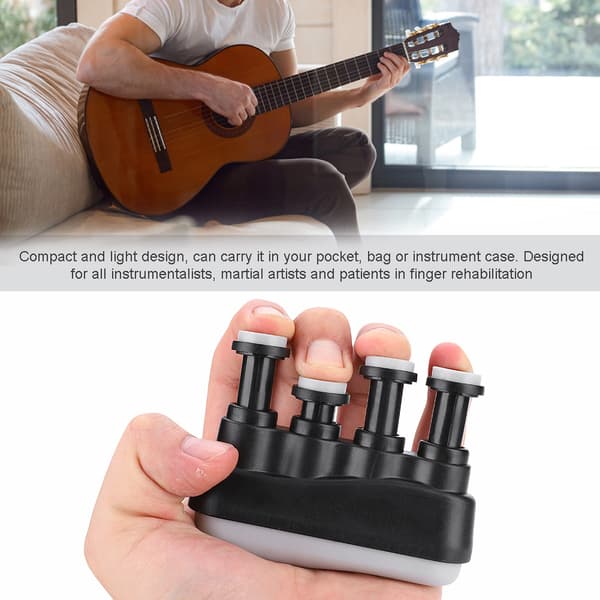 PUNK Hand Finger Exerciser Grepptränare Stärkare för Gitarr Bas Pianospelare Svart