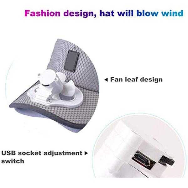 Unisex USB lataustuulettimen baseball-hattu säädettävä minituuletin kesäretkeily ulkona matkustava hauska hattu