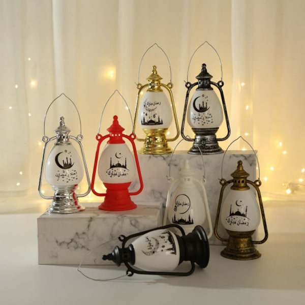 Ramadan-lampe Eid elektronisk stearinlys lysestake vindlampe for hjemmedekorasjon