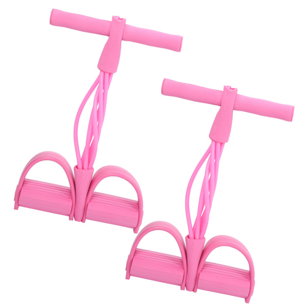 4 rör Elastiskt dragrep Sitta upp Träning Pedal Motståndsband Yoga Stretching Fitness Rosa