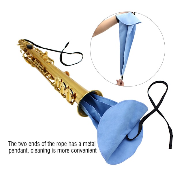 LADE Holdbar saxofon Sax Klarinet rengøringsklud værktøj til tube indvendig rengøring (blå)